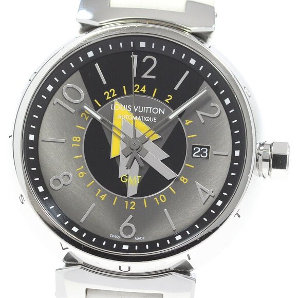 LOUIS VUITTON Tambour GMT Q1D31 Gray / Black Dial Automatic Men's Watch_866487 - Picture 6 of 12